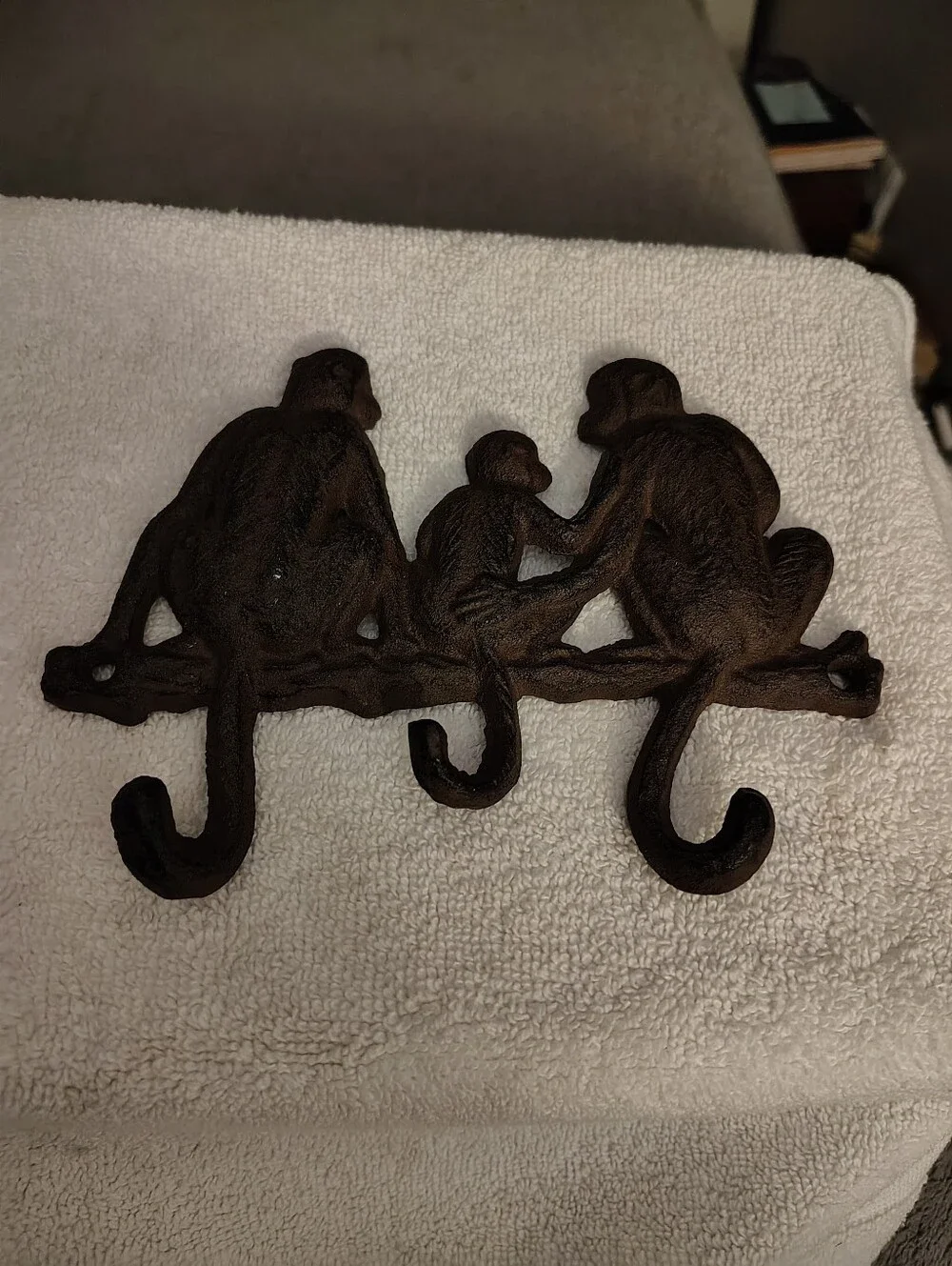 Brown Monkey Trio Wall Hook - Decorative Home Wall Decor  Cast Iron